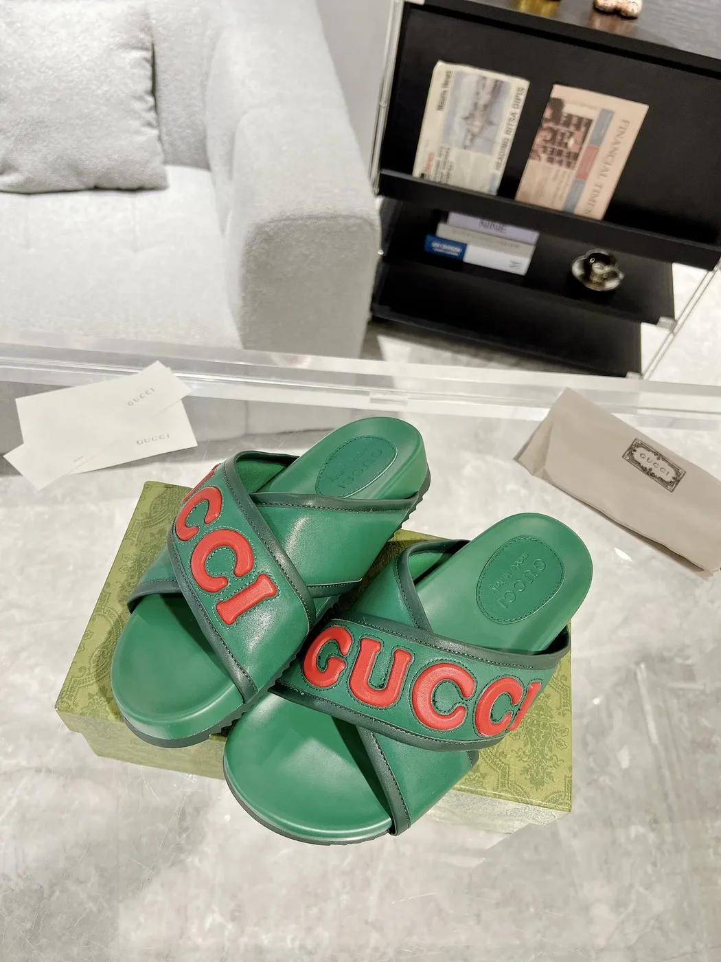 Gucci Couple Slide Sandals Green Edition product view 1