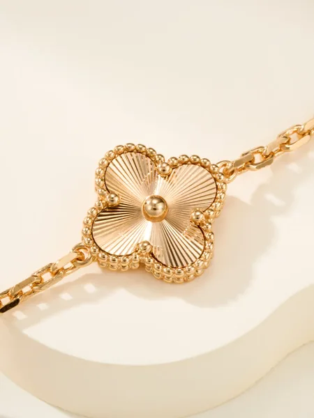 Van Cleef & Arpels Alhambra Pale Pink Clover and Gold-Tone Knot Bracelet product view 7