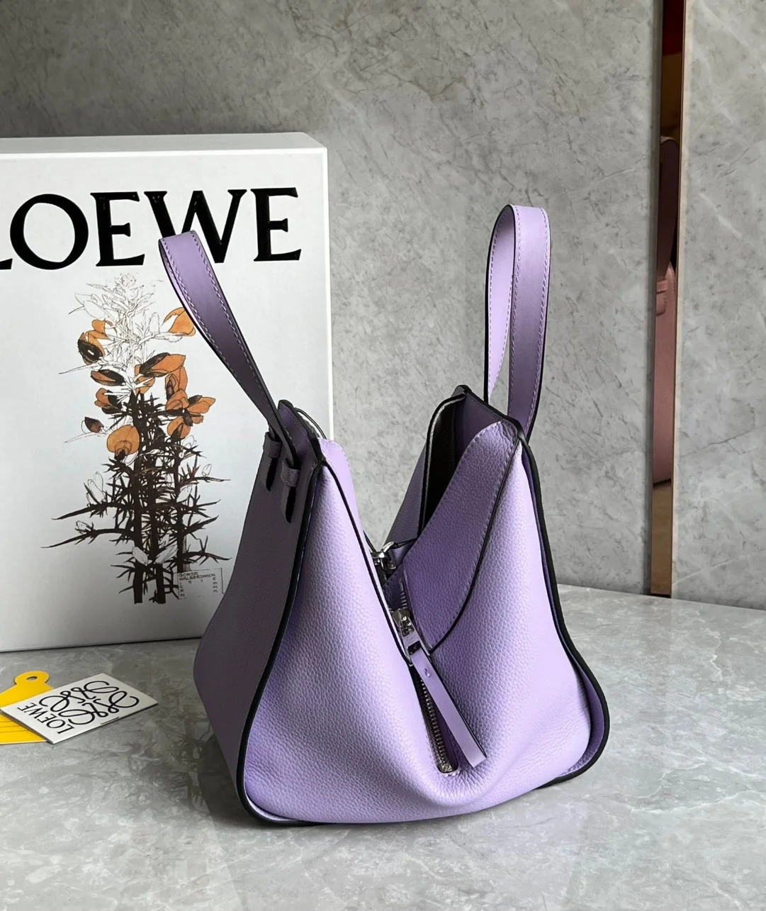 Loewe Compact Hammock Bag in Light Mauve Grained Calfskin product view 5