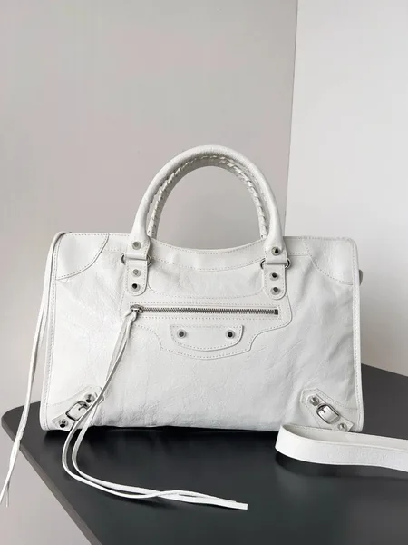 Balenciaga Le City Medium Bag in White Arena Lambskin product view 4