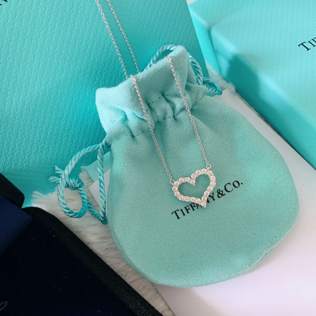Tiffany & Co. Medium Pavé-Effect Open Heart Necklace Silver-Tone product view 2