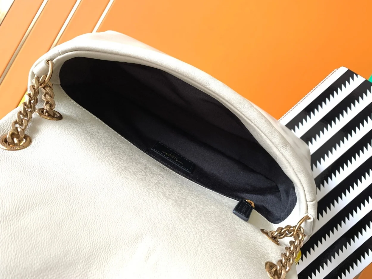 Saint Laurent Calypso Shoulder Bag In White Lambskin product view 7