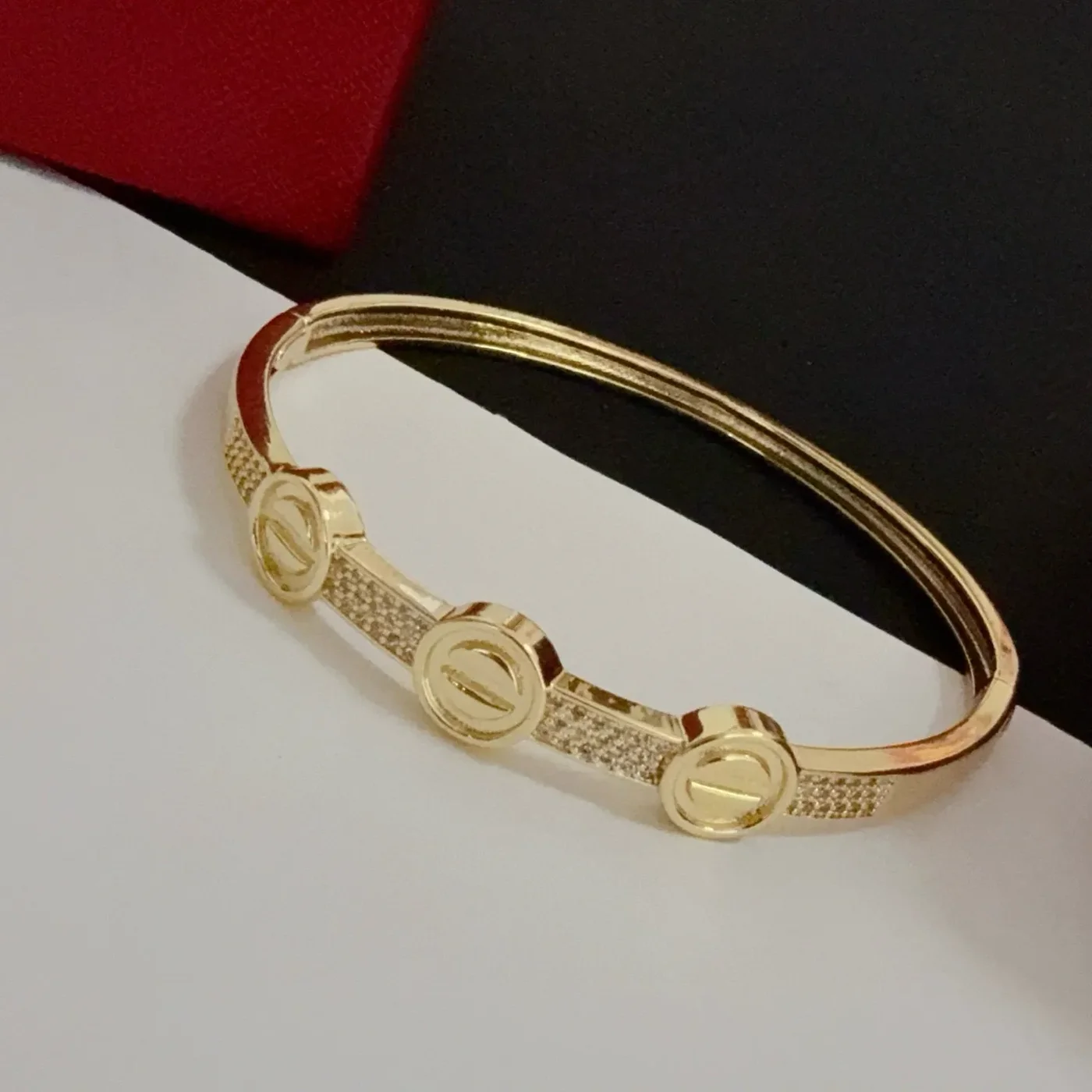 Cartier Love Gold-Tone Bangle with Three Pave-Effect Screw Motifs product view 9