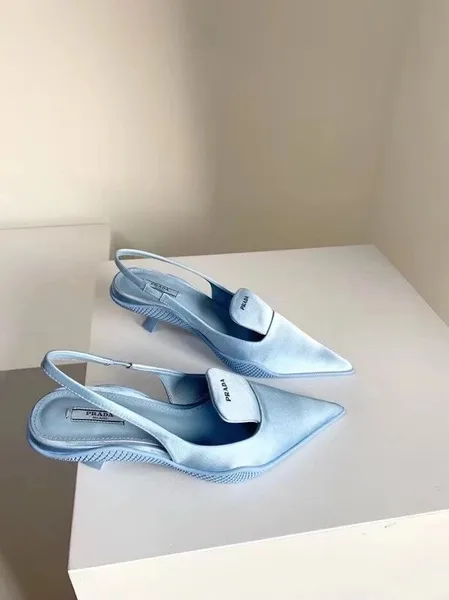 Prada Gabardine Slingback Pumps In Light Blue Nylon product view 3