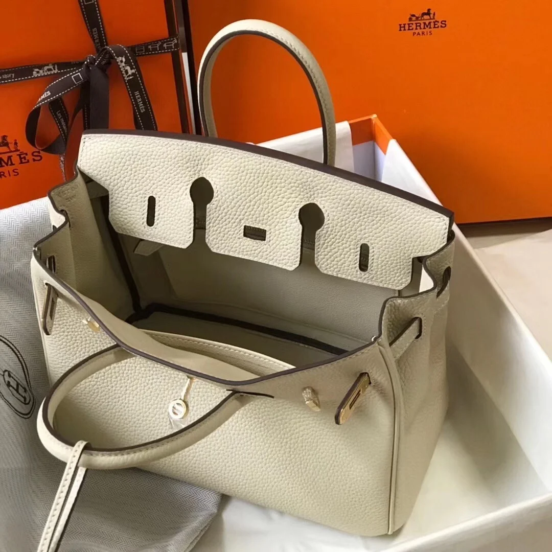 Hermes Birkin 25 Bag In Beton Clemence Leather with GHW product view 6