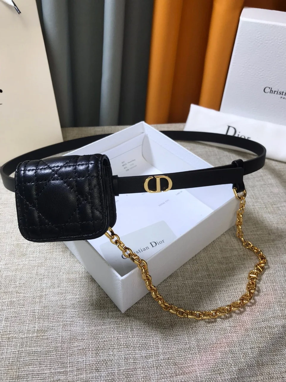 Dior Caro 15MM Belt with Removable Pouch in Black Calfskin product view 6