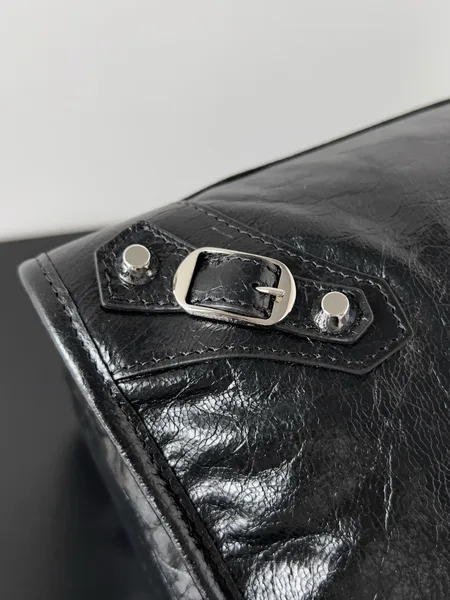 Balenciaga Le City Medium Bag in Black Arena Lambskin product view 8