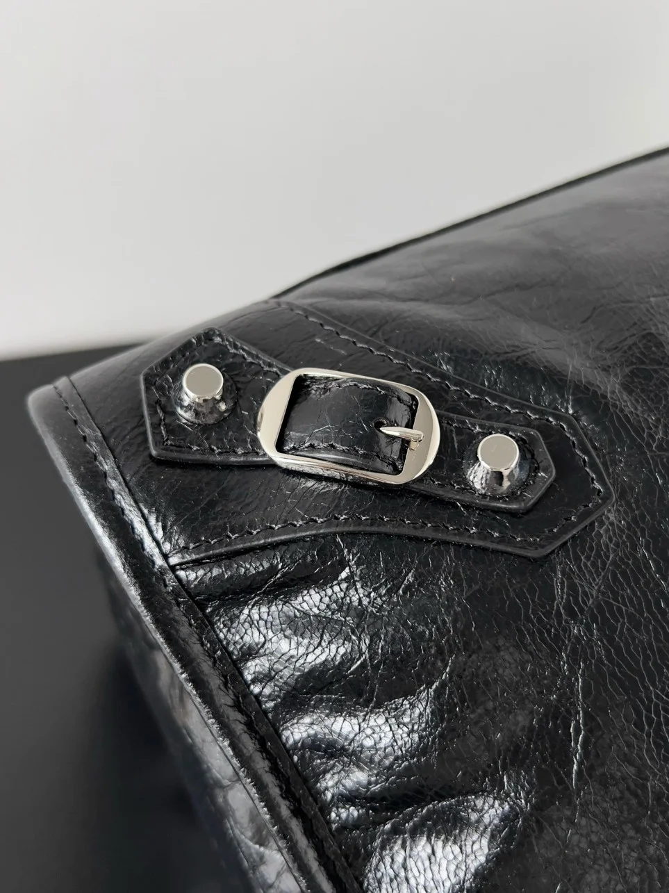 Balenciaga Le City Medium Bag in Black Arena Lambskin product view 8