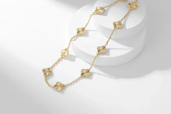 Van Cleef & Arpels Alhambra Pave-Effect Ten-Motif Gold-Tone Necklace product view 4