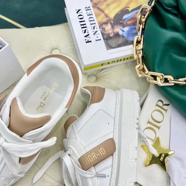 Dior Dior-ID Sneakers In White Leather with Nude Strap product view 2
