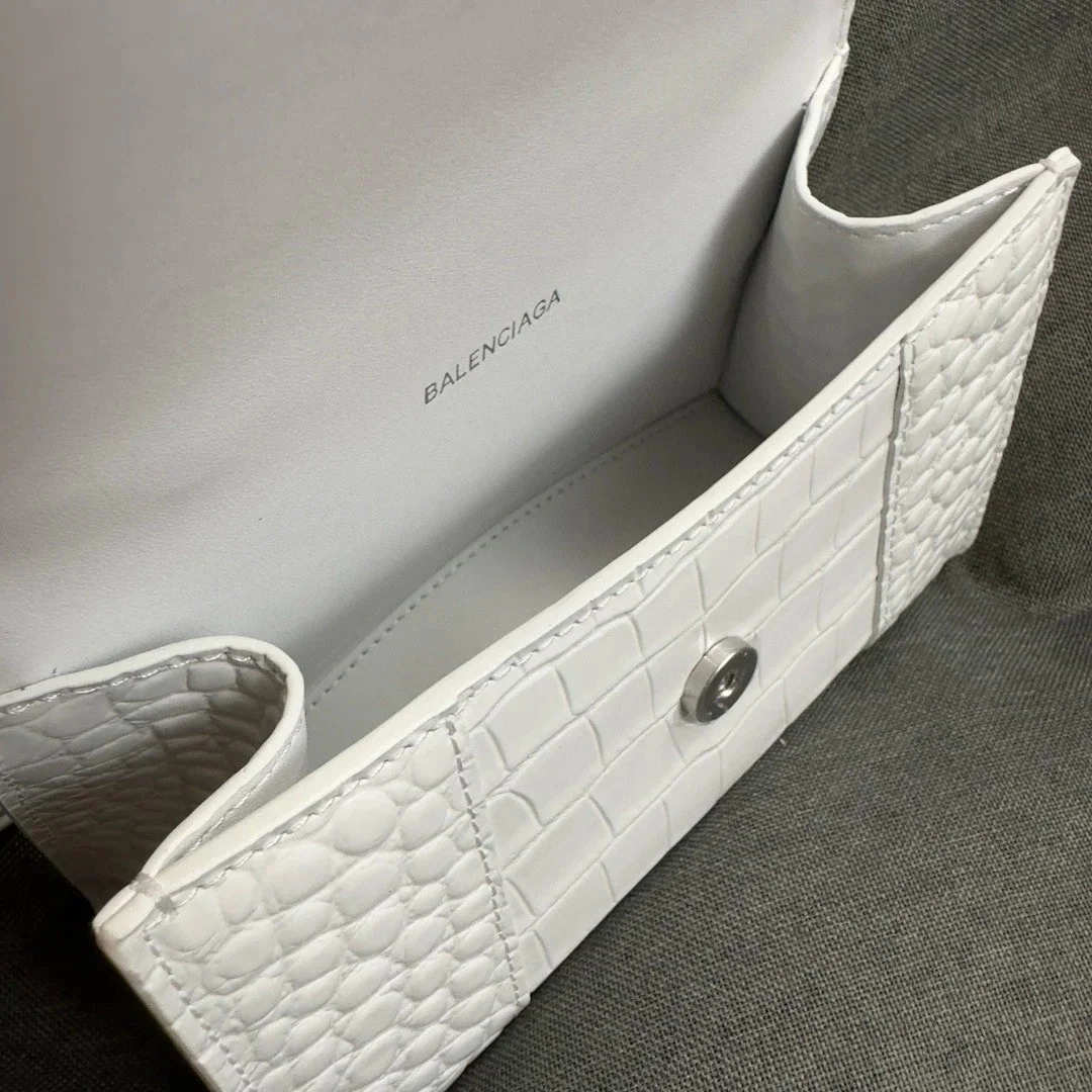 Balenciaga Hourglass XS Bag in White Croc-Embossed Calfskin product view 8