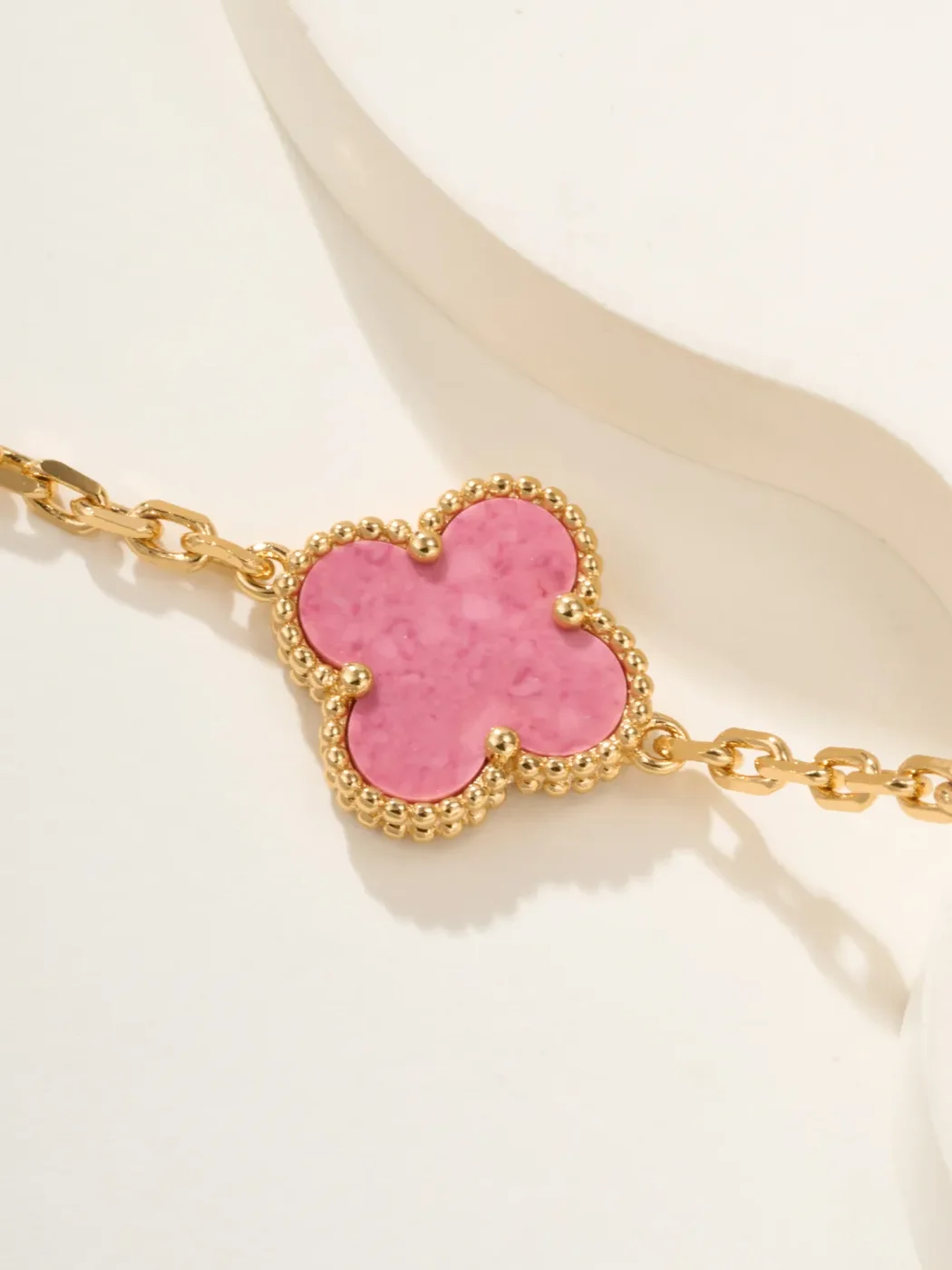 Van Cleef & Arpels Alhambra Pink Clover and Pave-Effect Gold-Tone Bracelet product view 6
