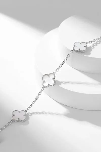 Van Cleef & Arpels Alhambra White Ten-Motif Silver-Tone Necklace product view 7