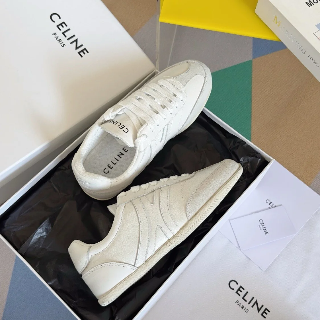 Celine Women’s Jogger Low-top Sneakers in White Leather product view 9