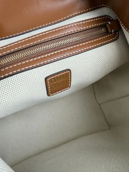 Miu Miu Large Backpack in Brown Calfskin product view 10