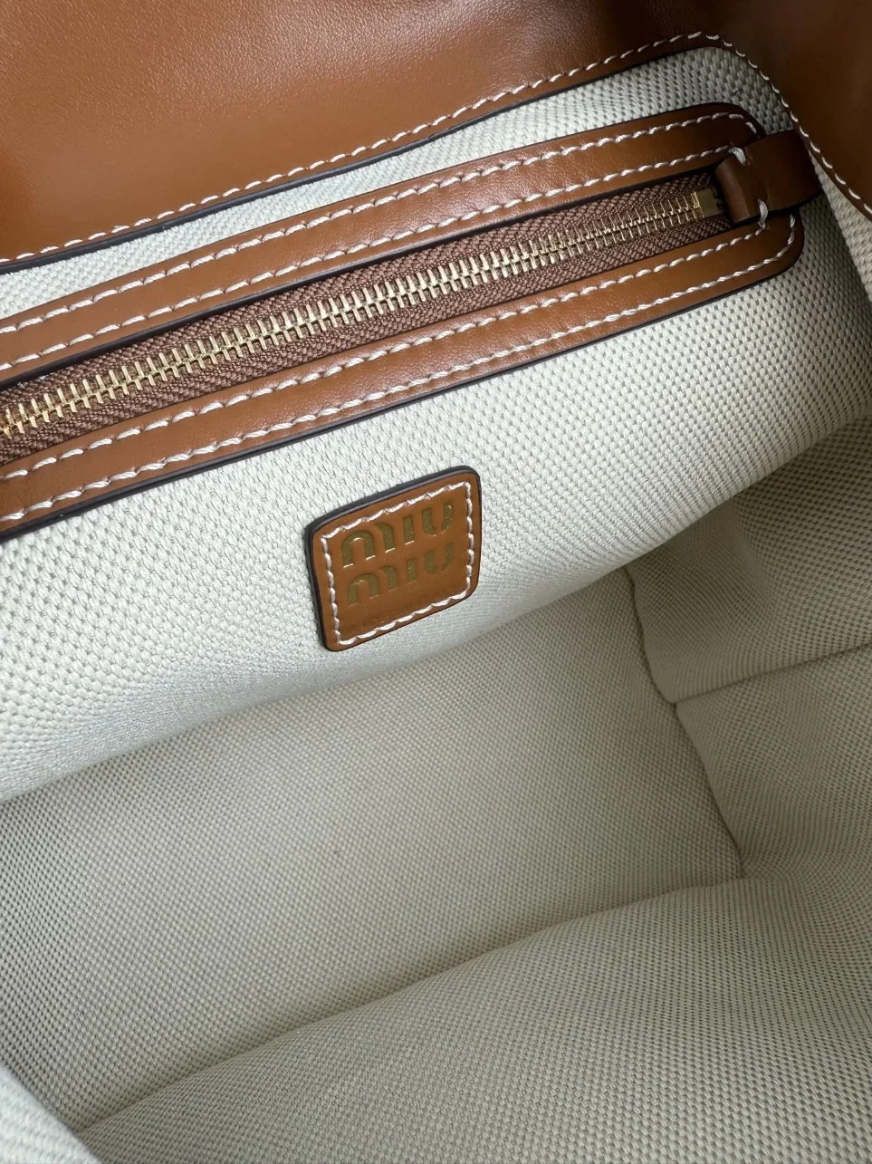 Miu Miu Large Backpack in Brown Calfskin product view 10