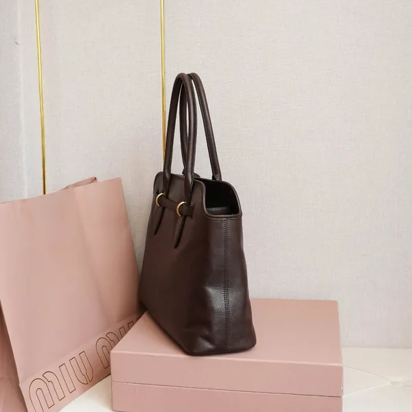 Miu Miu Aventure Large Shopper Bag in Briarwood Nappa Leather product view 6