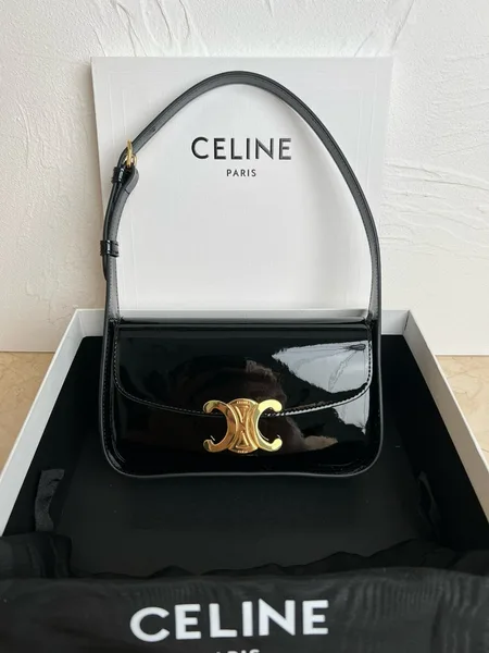 Celine Terence Shoulder Bag in Black Patent Calfskin product view 8