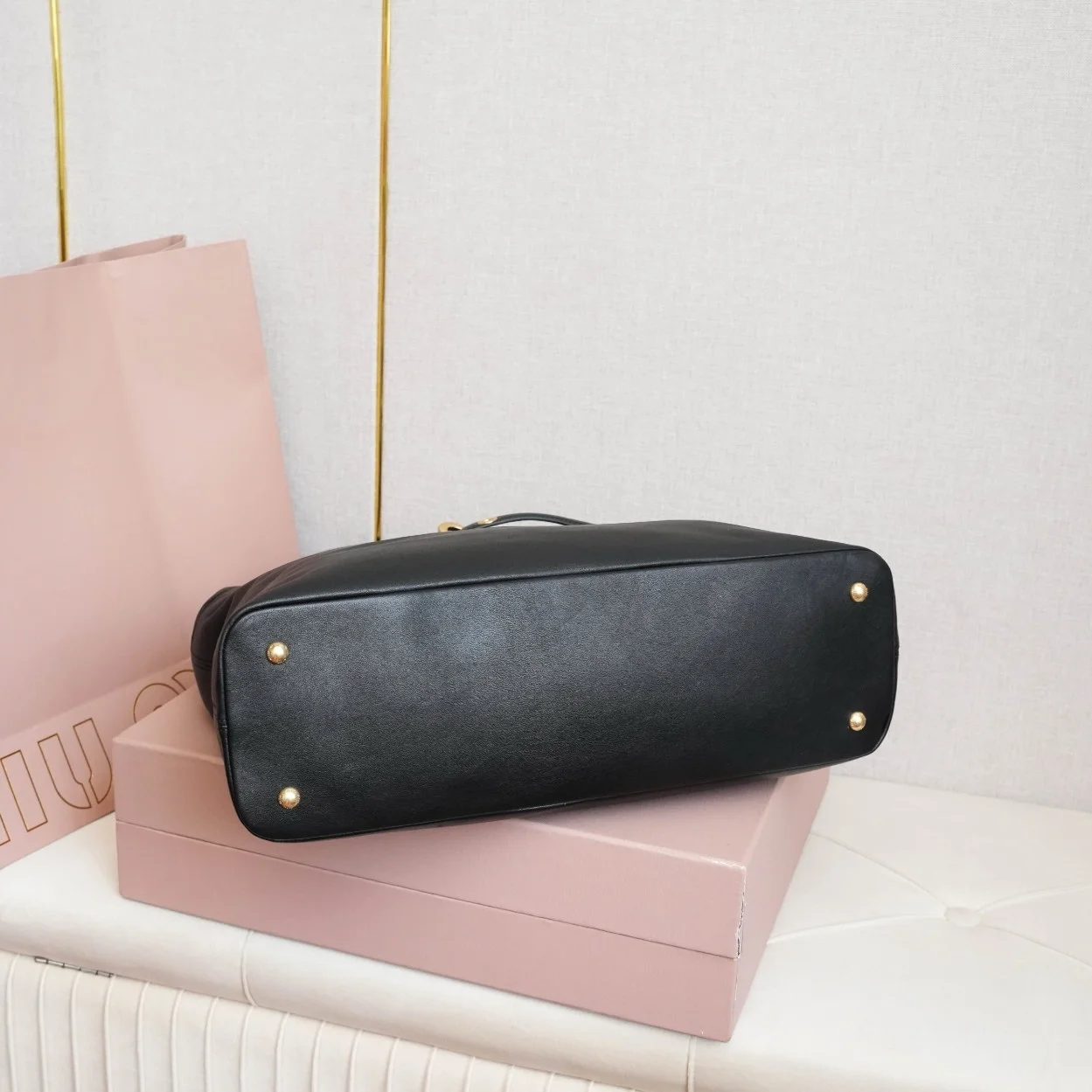 Miu Miu Aventure Large Shopper Bag in Black Nappa Leather product view 7