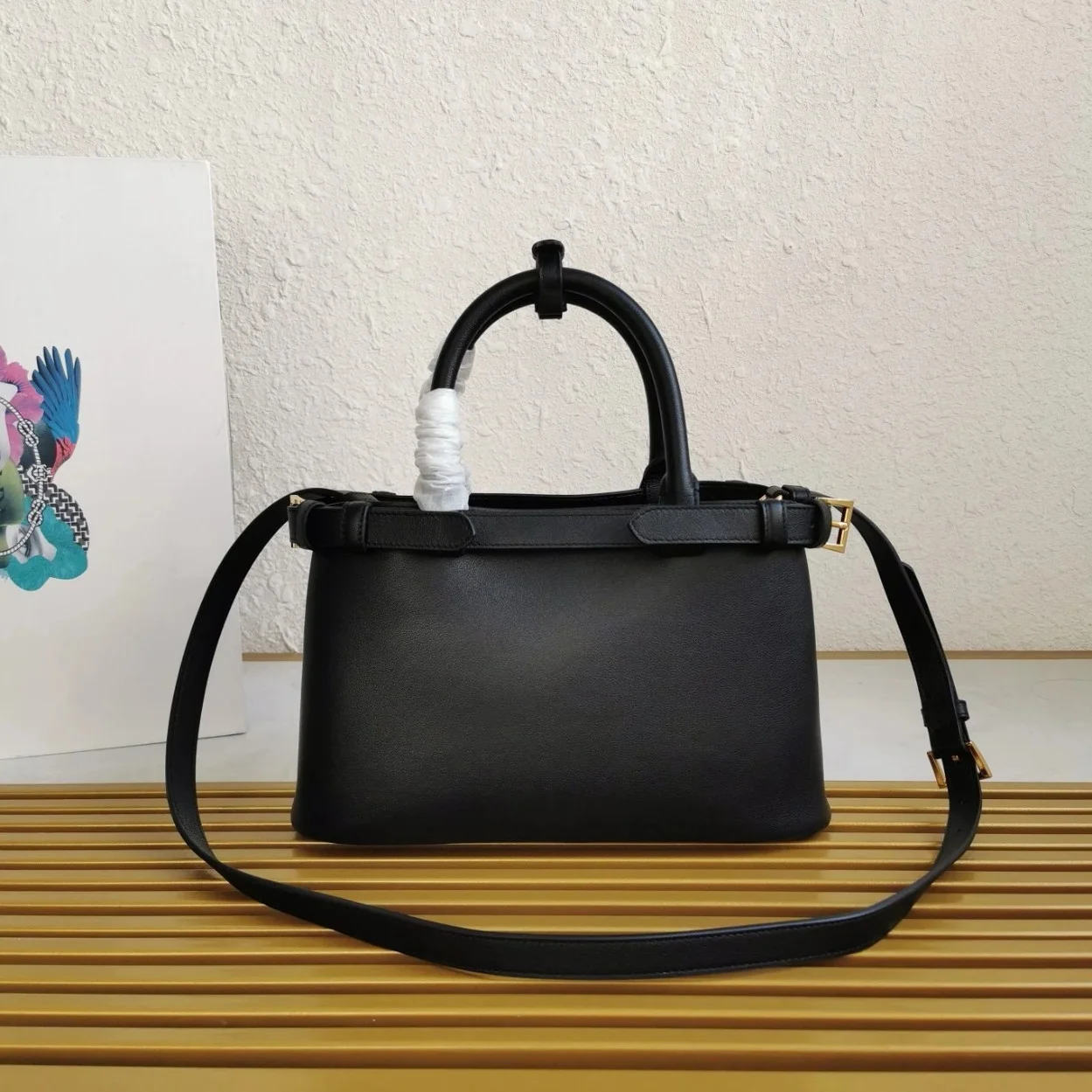 Prada Small Handbag in Black Leather with Belt product view 6