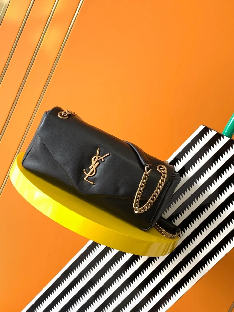 Saint Laurent Calypso Shoulder Bag In Black Lambskin product view 3