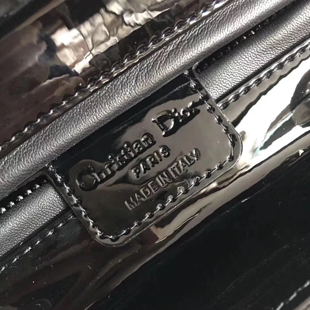 Dior Lady Dior Medium Bag In Black Patent Leather product view 9