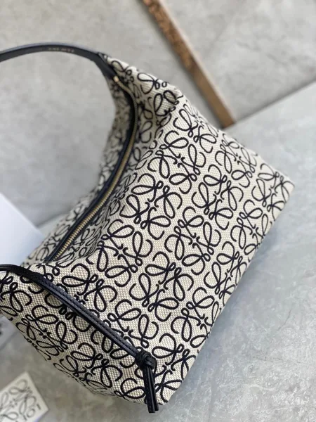 Loewe Cubi Medium Bag in White Anagram Jacquard product view 4