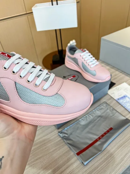 Prada America’s Cup Sneakers in Pink Rubber and Bike Fabric product view 5