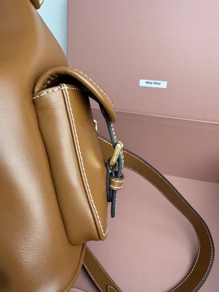 Miu Miu Large Backpack in Brown Calfskin product view 6