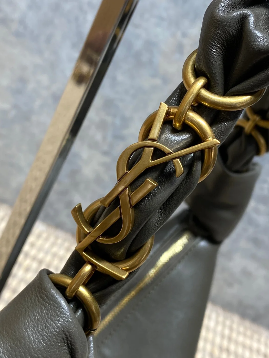 Saint Laurent Amalia Mini Hobo Bag — Olive product view 7
