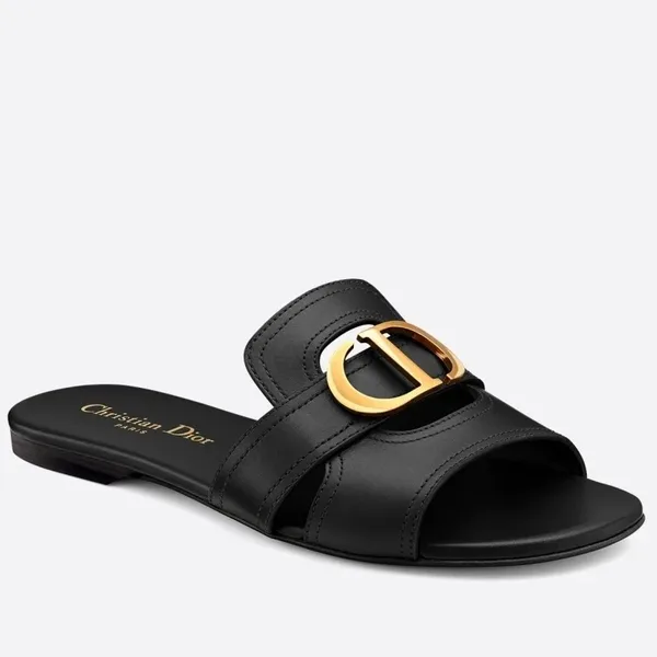 Dior 30 Montaigne Slides In Black Calfskin product photo