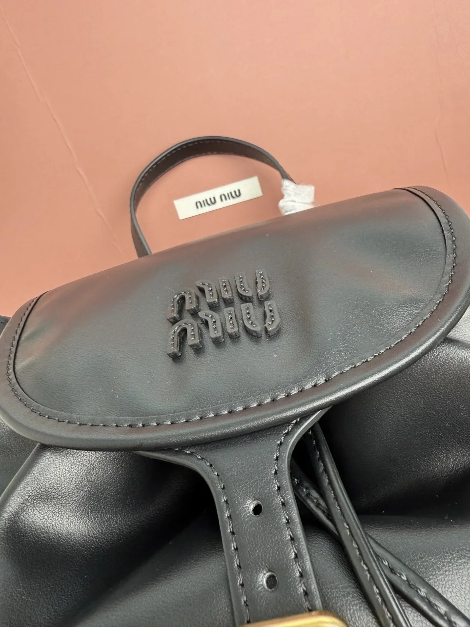 Miu Miu Large Backpack in Black Calfskin product view 5