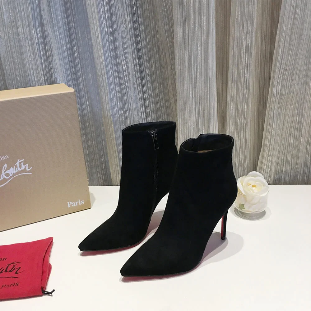 Christian Louboutin So Kate Booty 100 Suede-Effect Ankle Boots Black product view 2