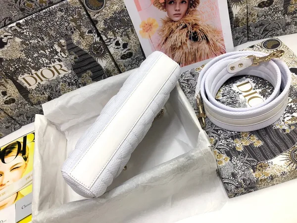 Dior Lady D-Joy Medium Bag In White Macrocannage Technical Fabric product view 2