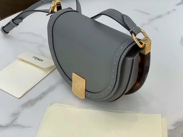 Fendi Moonlight Saddle Bag In Grey Calfskin product view 4