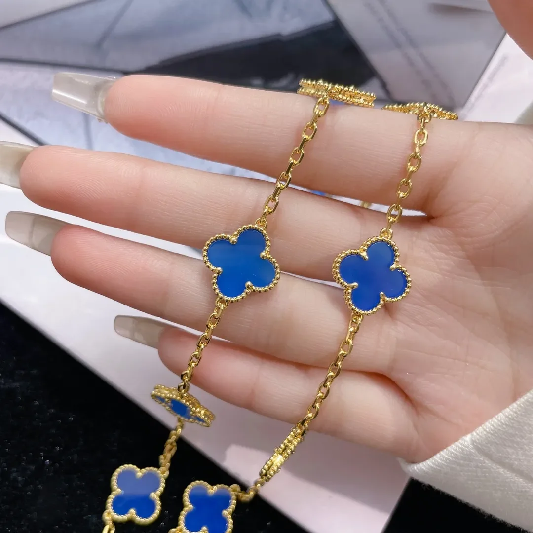 Van Cleef & Arpels Alhambra Blue Ten-Motif Gold-Tone Necklace product view 2