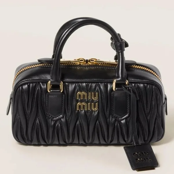 Miu Miu Arcadie Medium Bag in Black Matelasse Leather product photo