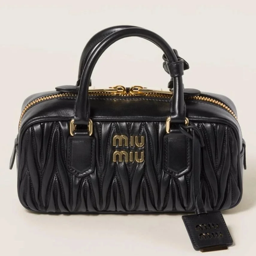 Miu Miu Arcadie Medium Bag in Black Matelasse Leather product view 1