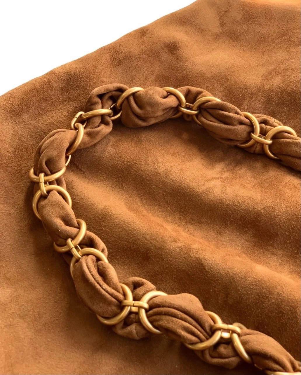 Saint Laurent Amalia Shouler Bag in Brown Suede Calfskin product view 9