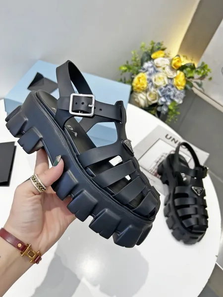Prada Foam Sandals in Black Rubber product view 5