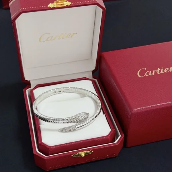 Cartier Silver-Tone Twisted Wrap Open Cuff Bracelet product photo