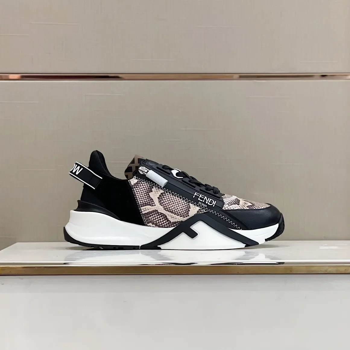 Fendi Flow Low-Top Sneaker in Classic Black & White product view 3