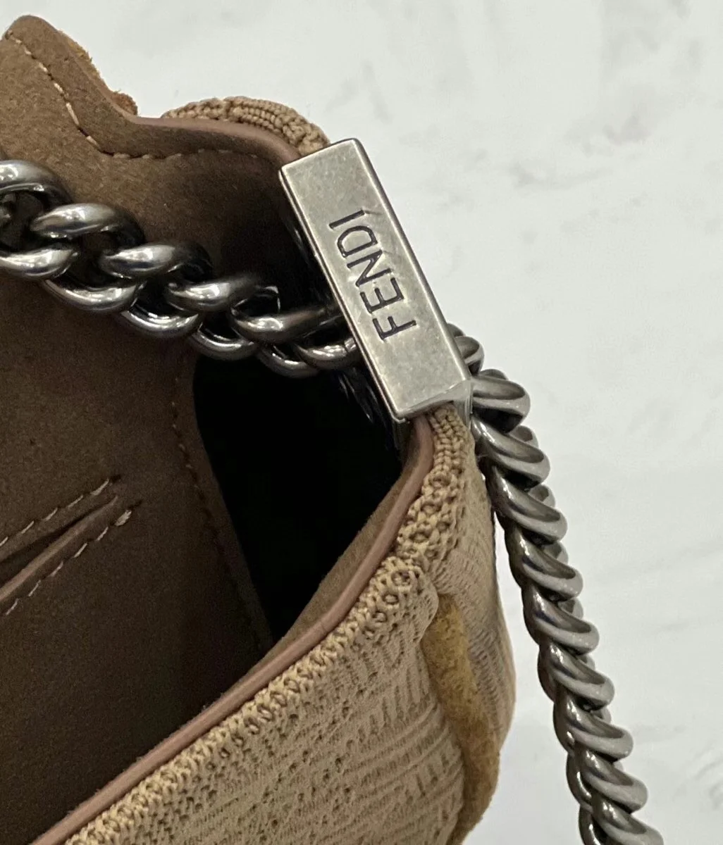 Fendi Baguette Chain Midi Bag In Beige FF Fabric product view 5