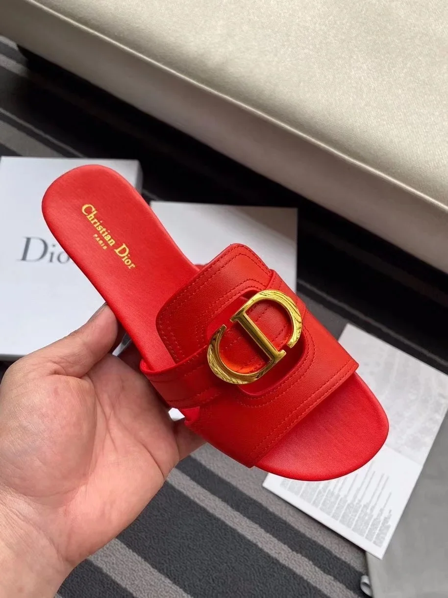 Dior 30 Montaigne Slides In Red Calfskin product view 2