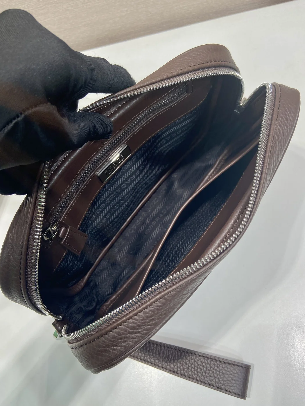 Prada Leather Pouch — Grey product view 8