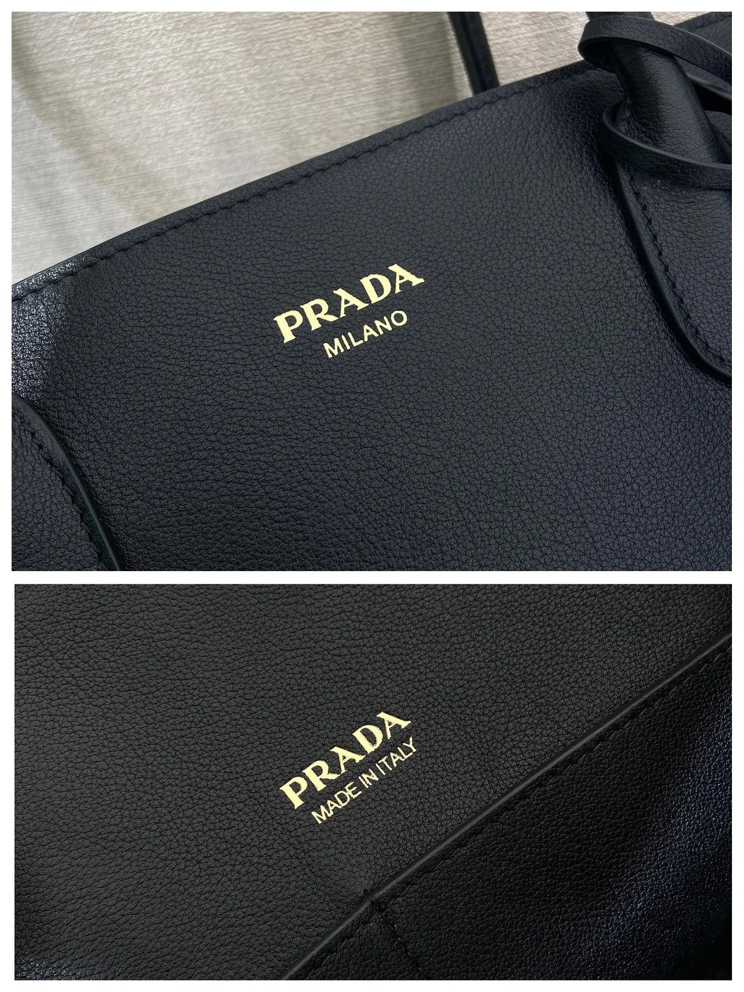 Prada Large Leather Tote Bag — Black product view 9