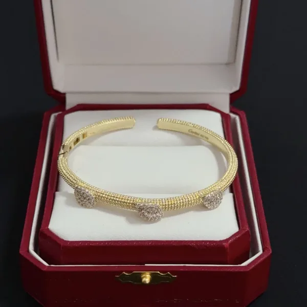 Cartier Gold-Tone Textured Bangle with Three Crystal-Effect Accents product view 3