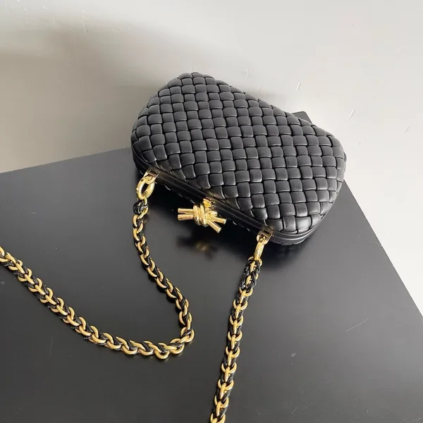 Bottega Veneta Knot Clutch with Chain in Black Intrecciato Lambskin product view 6