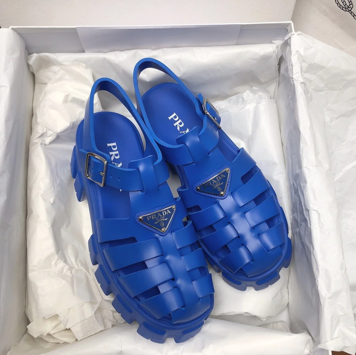 Prada Foam Sandals in Blue Rubber product view 3
