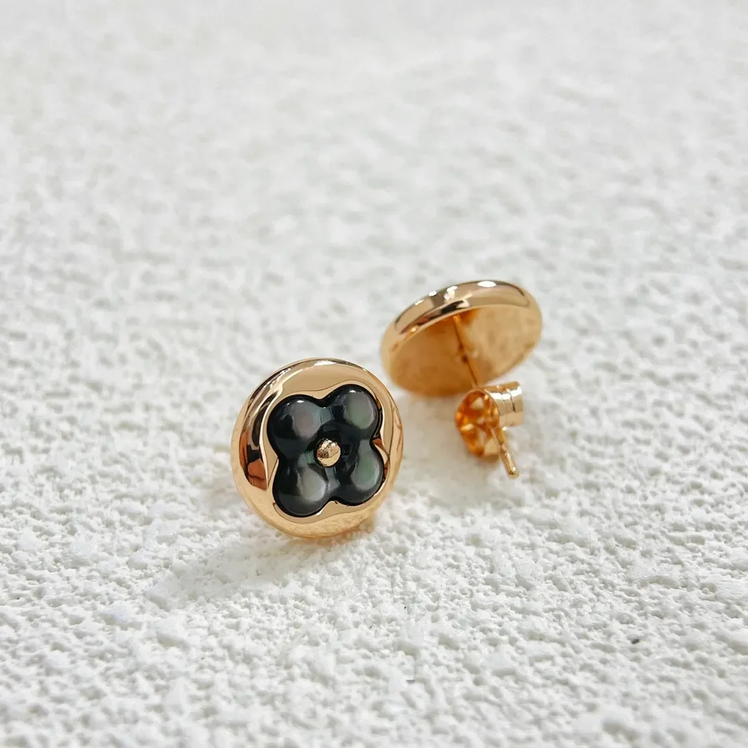 Louis Vuitton Sun Blossom Pearlescent Stud Earrings Gray Inlay and Rose-Tone product view 1